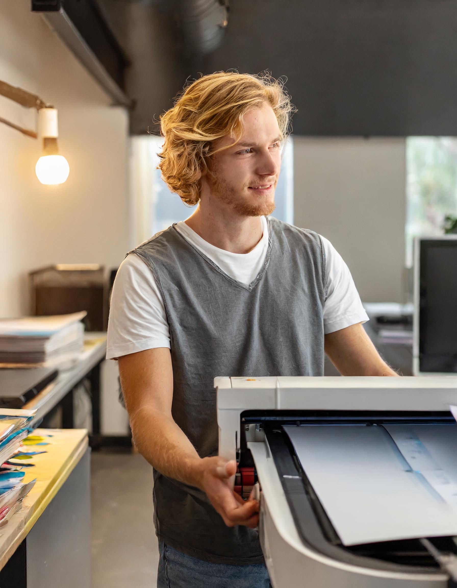 3D-Druckmaschine im Einsatz mit bunten Kunststoffen
