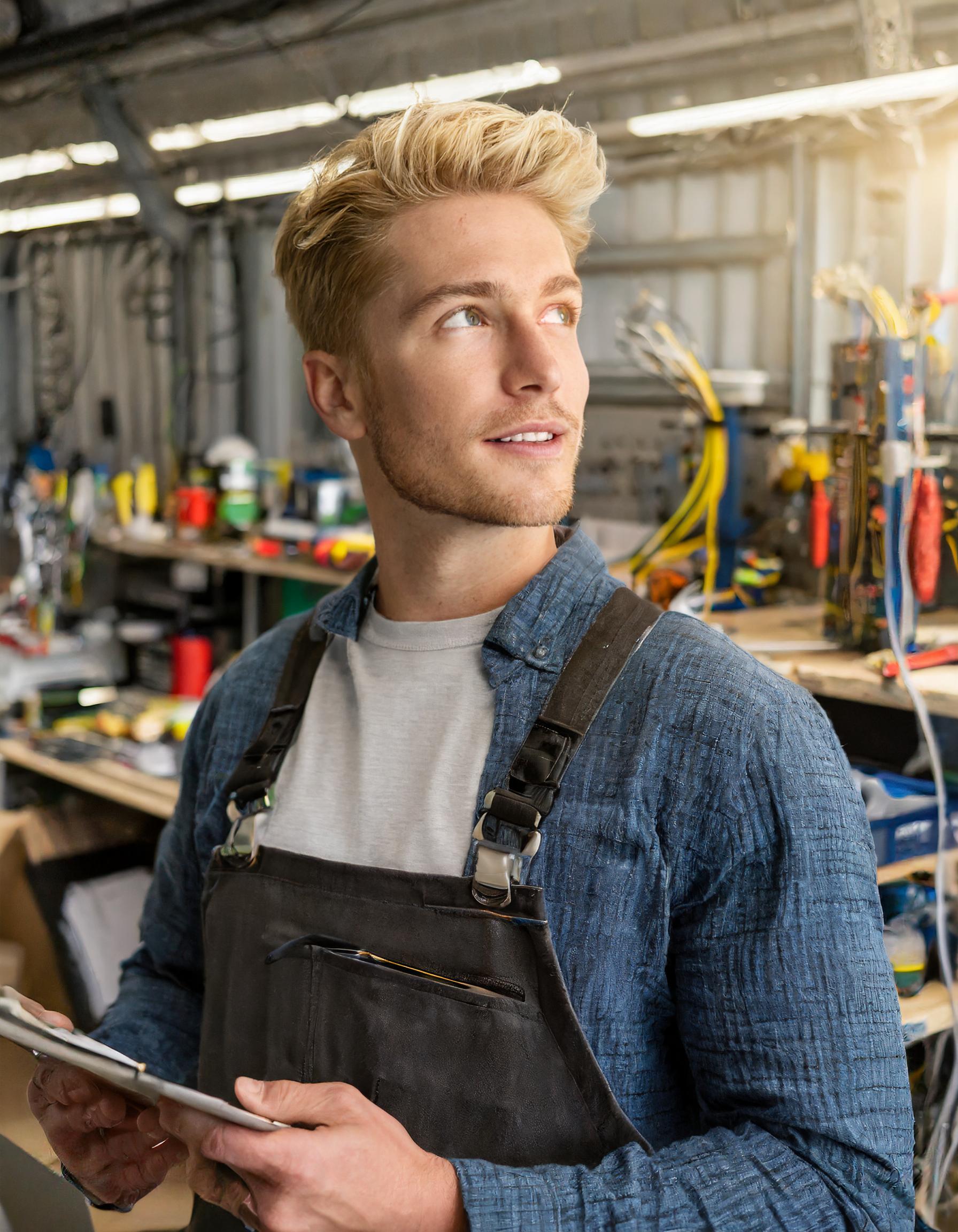 Mann in einem kreativen Designstudio mit 3D-Druckprototypen